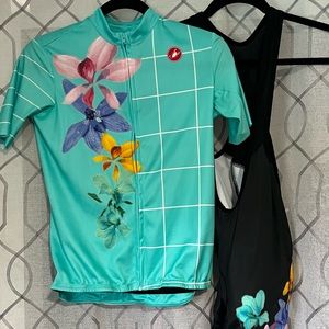 Castelli flower cycling top and bottom WS